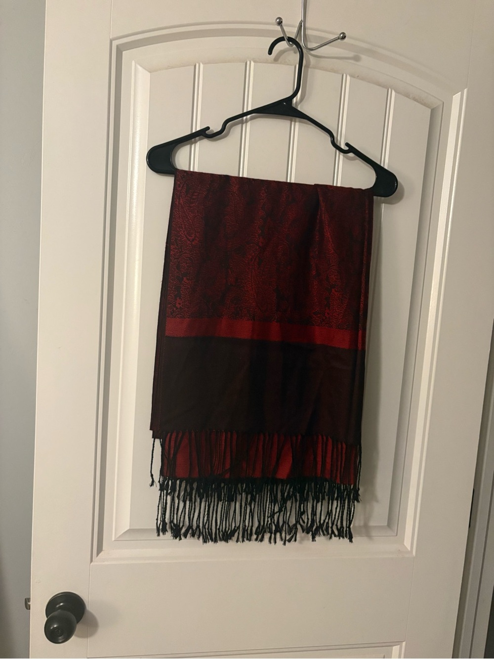 Red and Black Fringe Pashmina Scarf